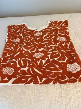Rust Floral Embroidered Sleeveless Blouse